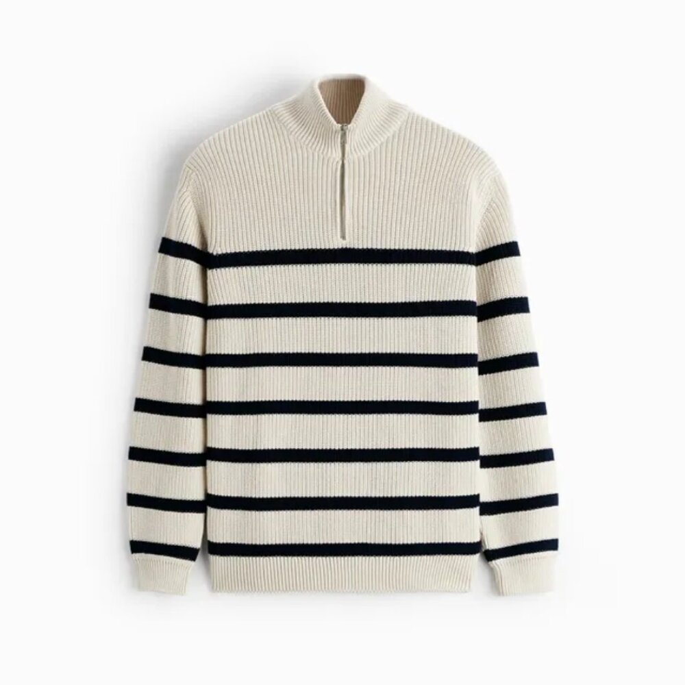 Zara textured Weave Mock Neck Sweater